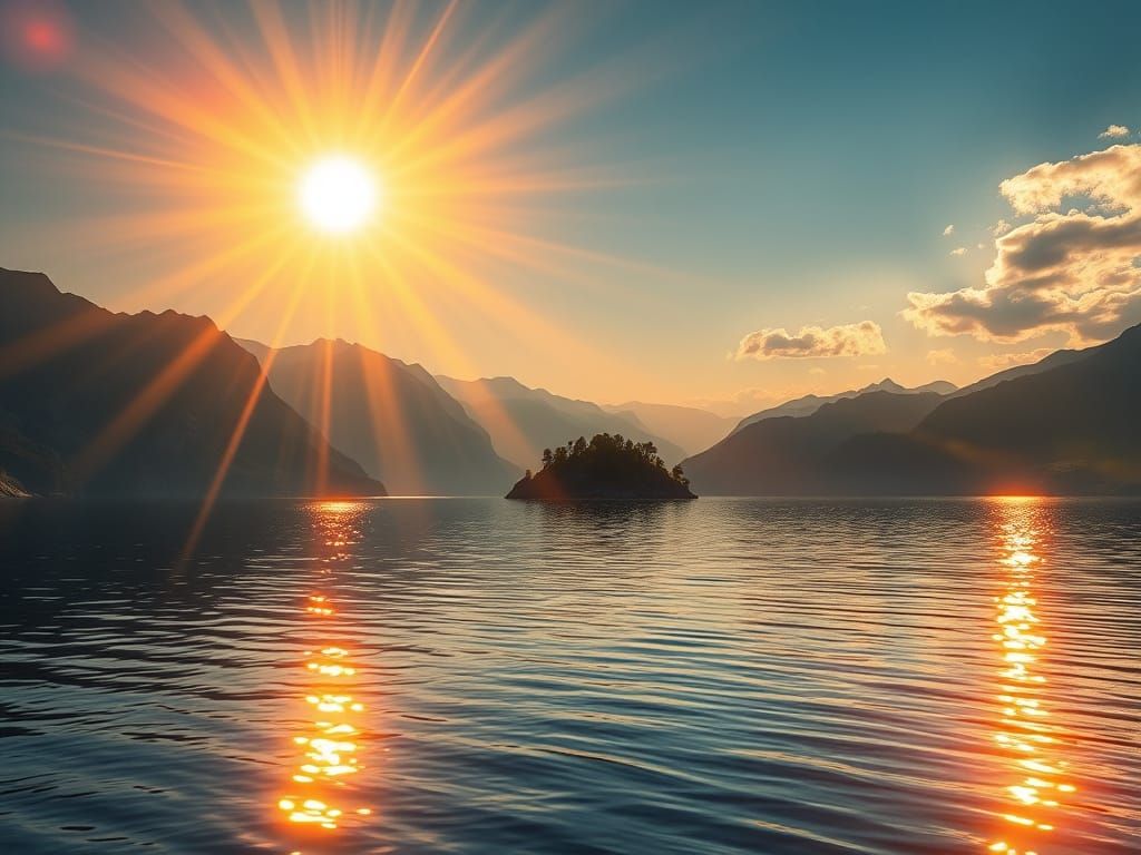 Stunning Photorealistic Mountain Lake Scene at Sunset
