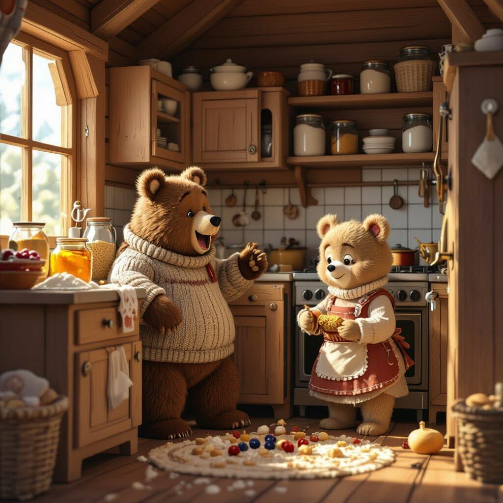 Bruno the Bear's Honey Quest: Manga-Inspired Scene