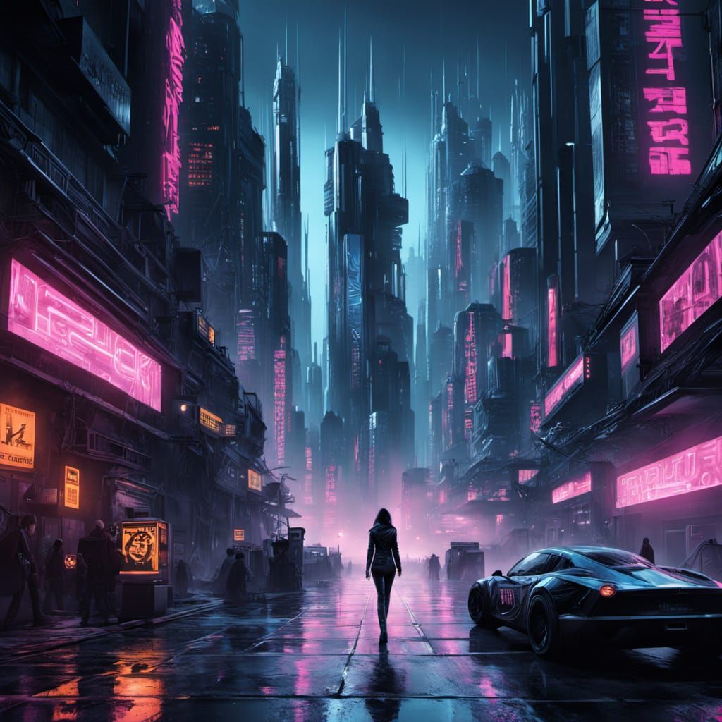 Gritty Cyberpunk Cityscape in Victorian Gothic Style