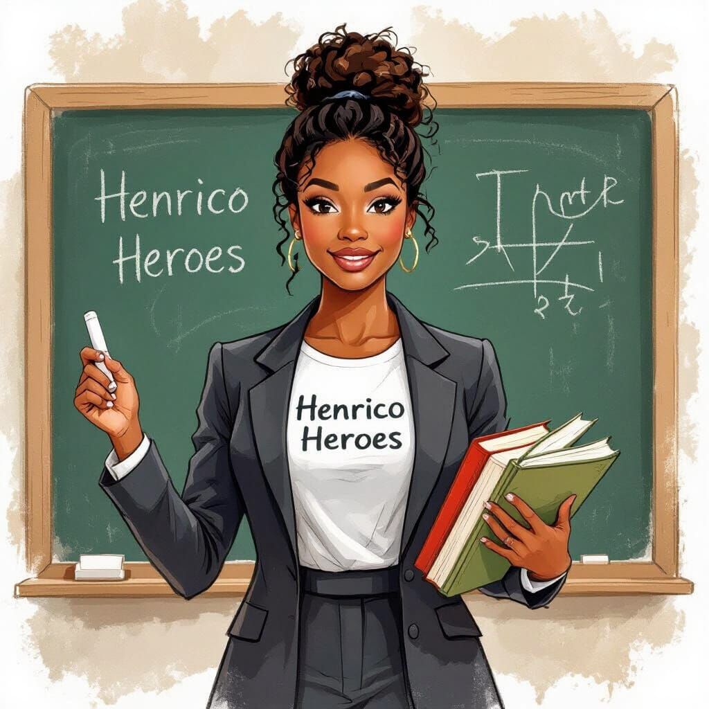 Black Lady in Suit with Chalk and Books