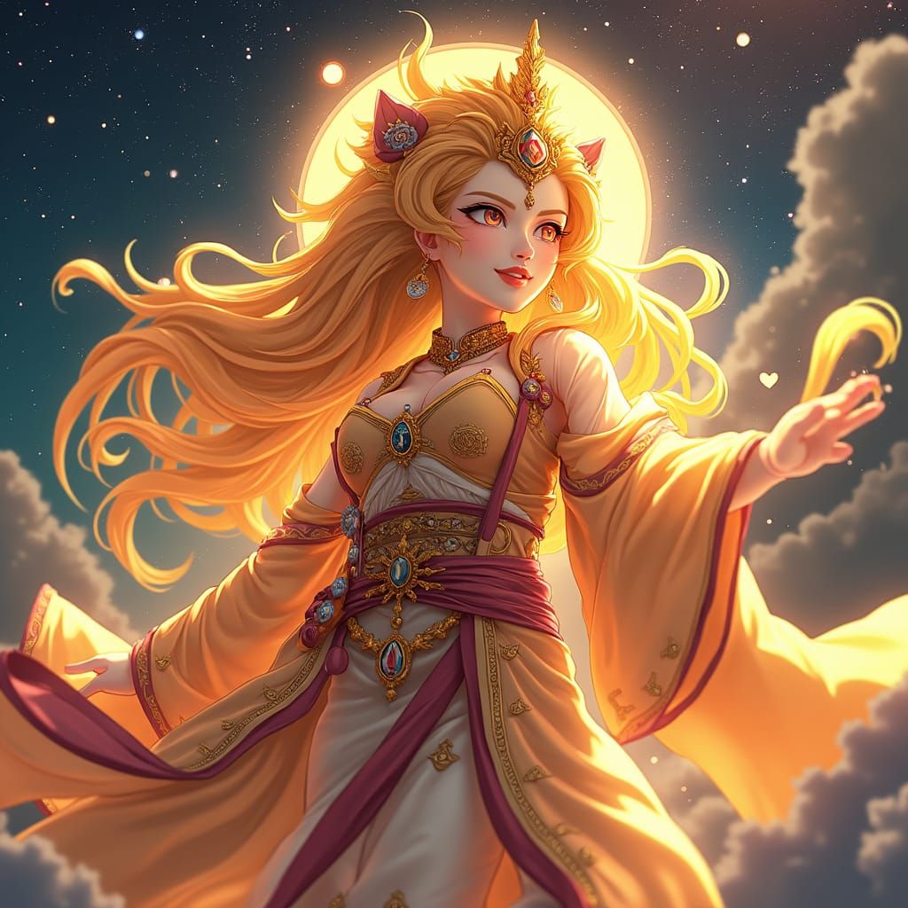Leo Zodiac Goddess in Anime Style