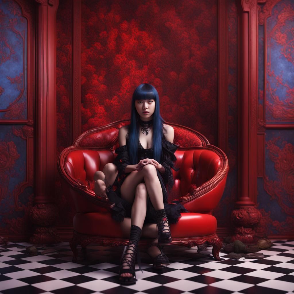 Psychedelic Hyperreal Photo of a Goth Girl