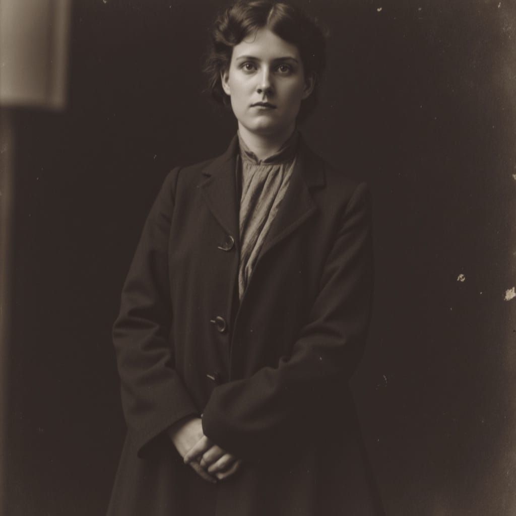 1910s Woman with Determined Gaze in Vintage Photo