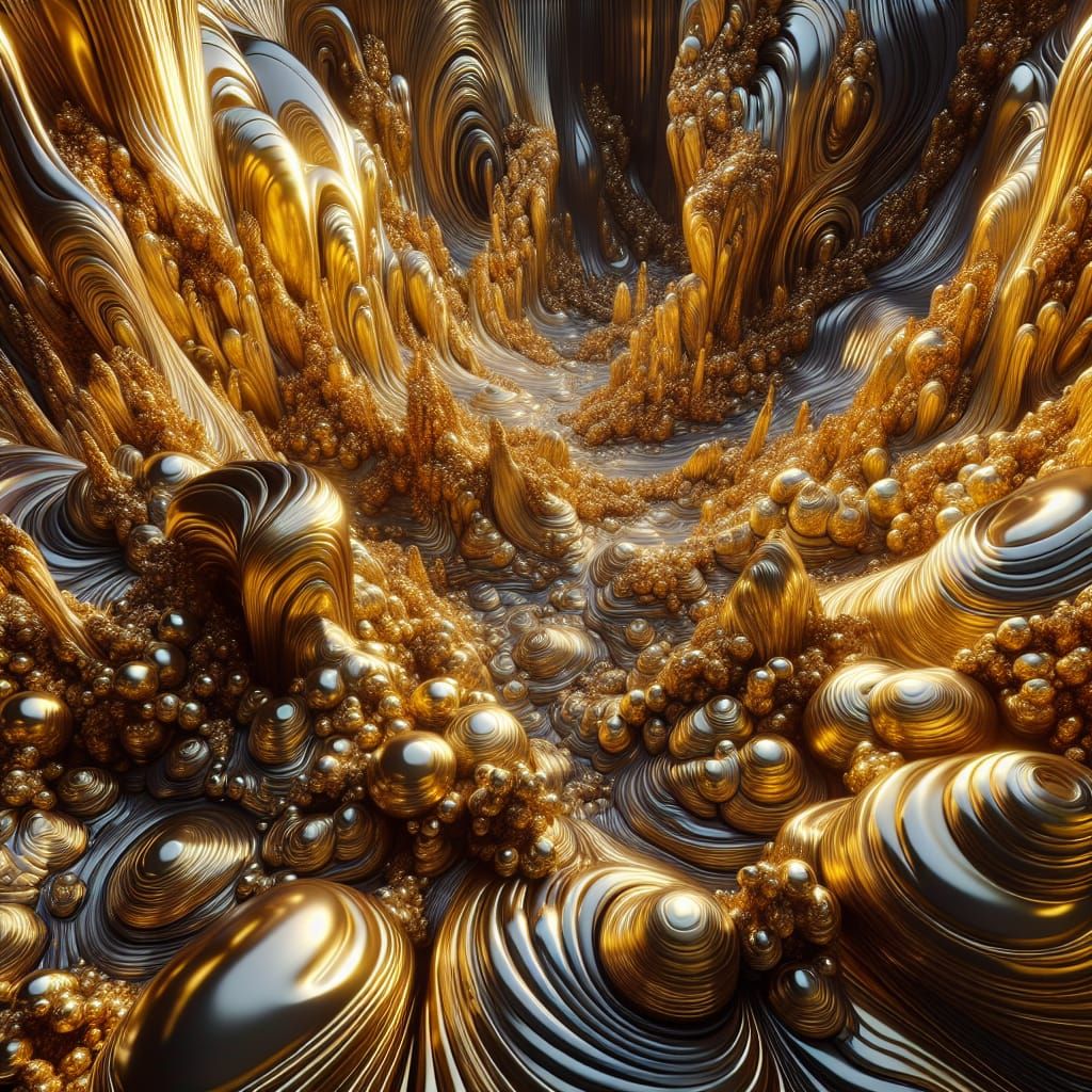 Surreal Golden Alien Terrain of Precious Metals