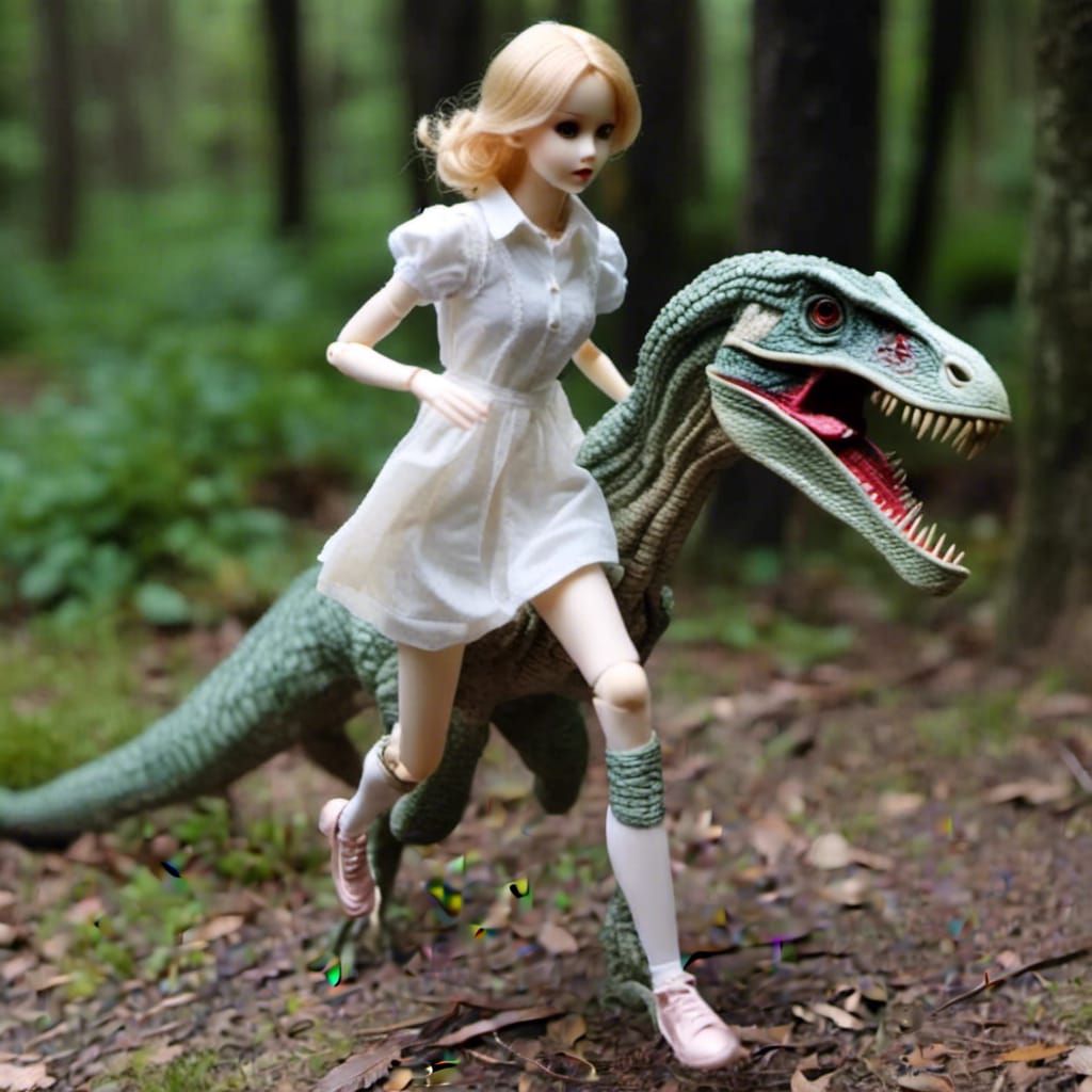 Ball-Jointed Doll Escaping Velociraptor Chase