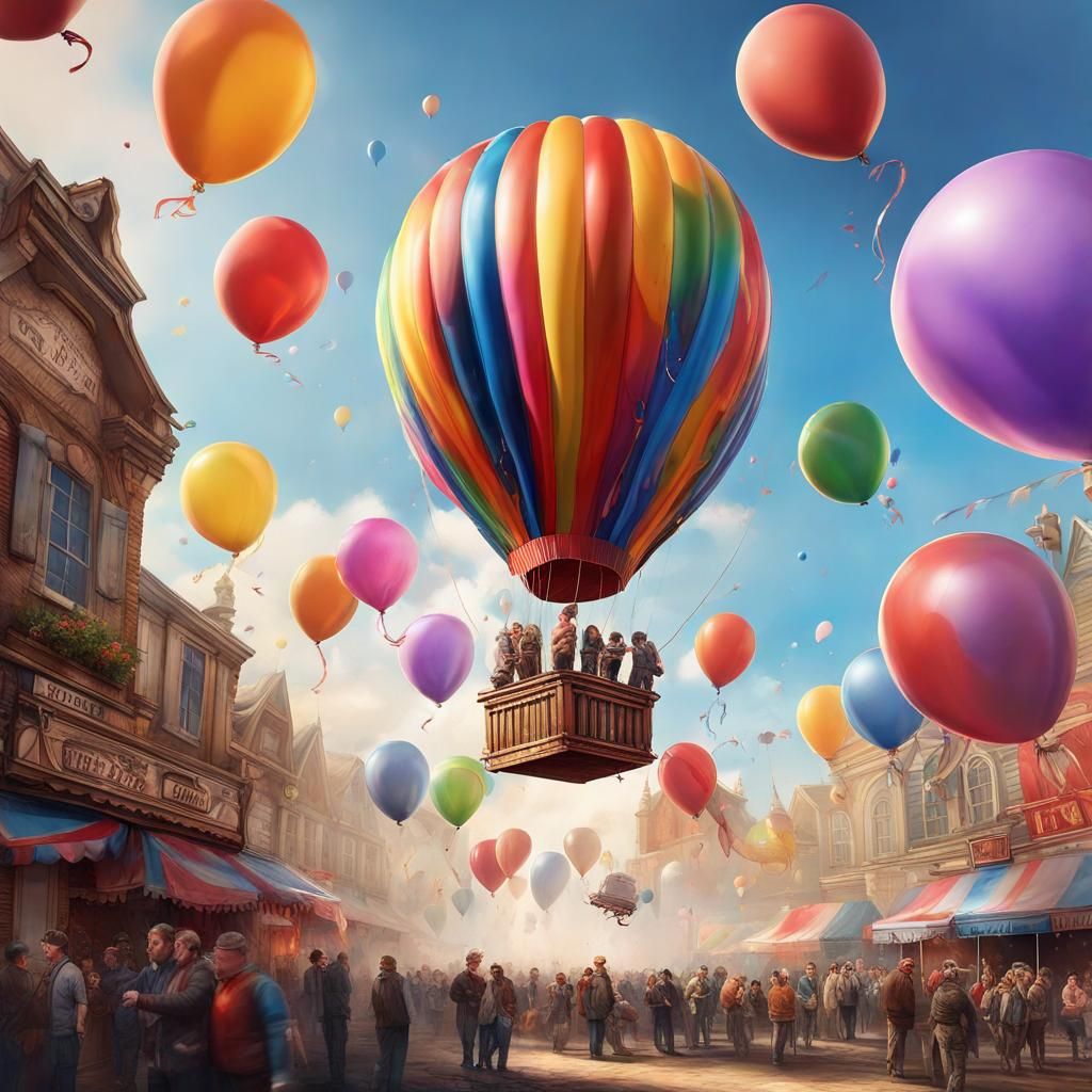 Hyperrealistic Balloon Fair in Splash Art Style