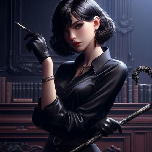 Vintage Gangster Lady Portrait in Detailed Matte Painting