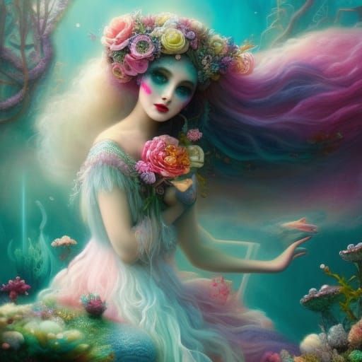 Underwater Mermaid Princess in Rococo Steampunk Style