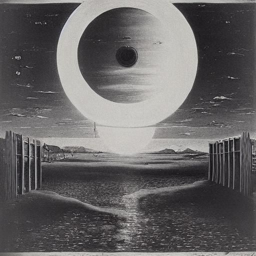 Surreal Train Station in Cold Moonlight