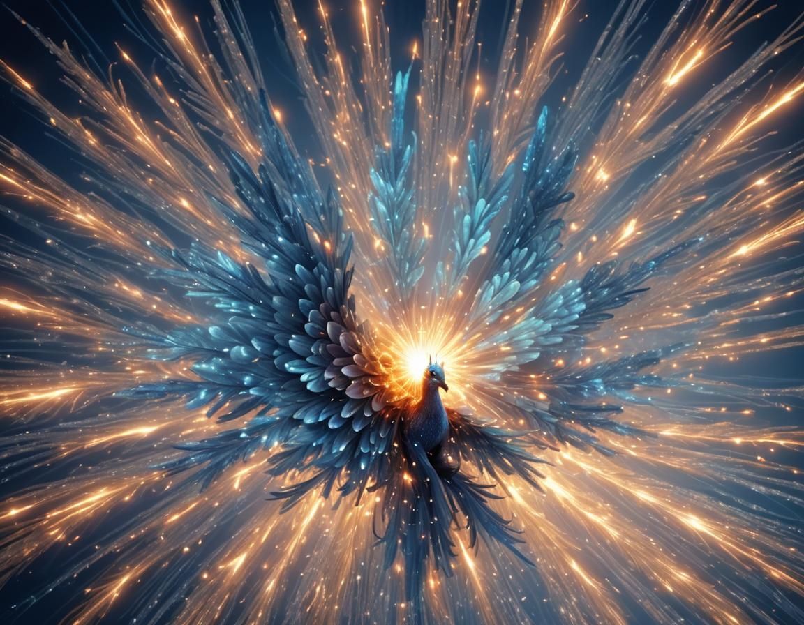 Blue Phoenix Optical Fiber Art