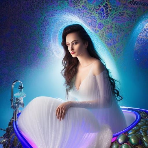 Insanely detailed photograph of a beautiful woman sitting in...