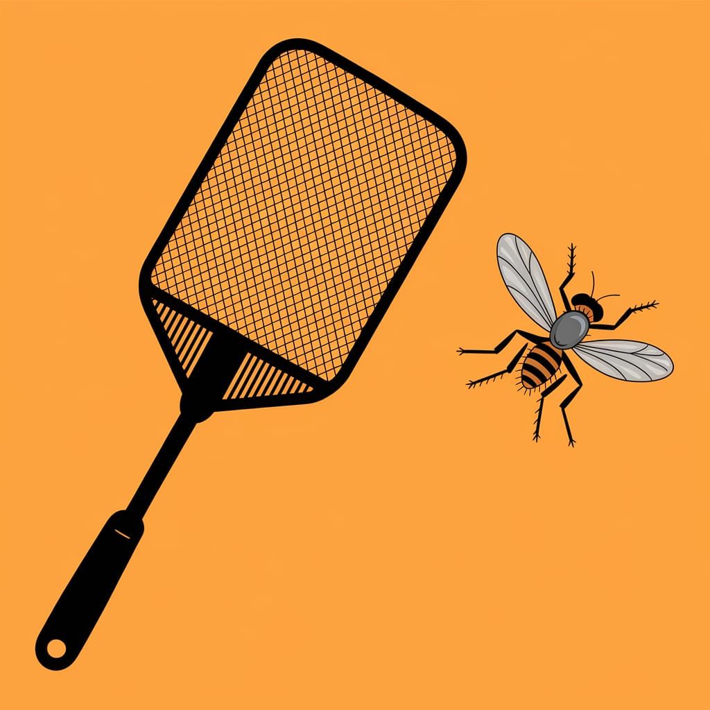 Fly Swatter and Fly on the Wall