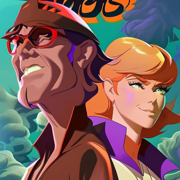 Shaggy and Scooby Doo Portrait with Velma, Detailed Digital ...