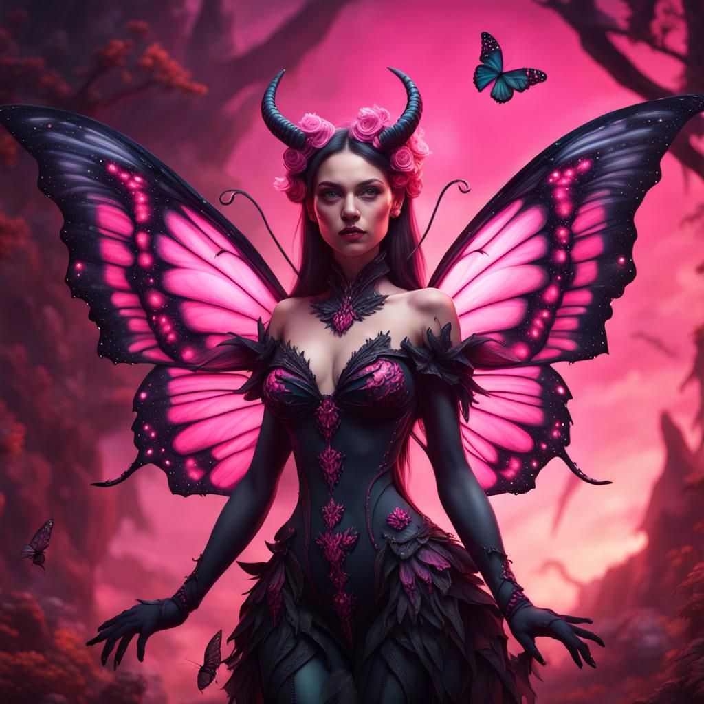Devil Fairy with Monarch Butterfly Wings