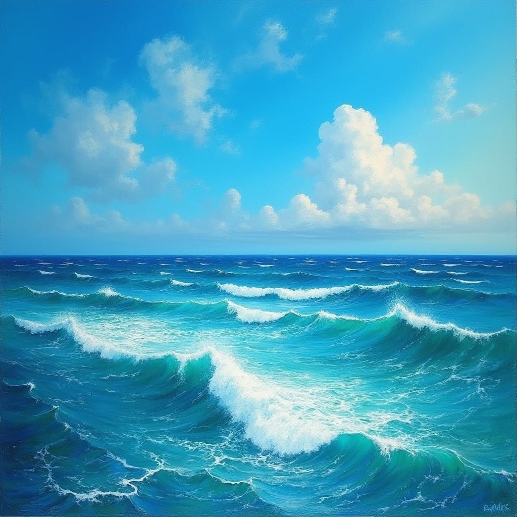 Magnificent Turquoise Sea Landscape in Dramatic Style