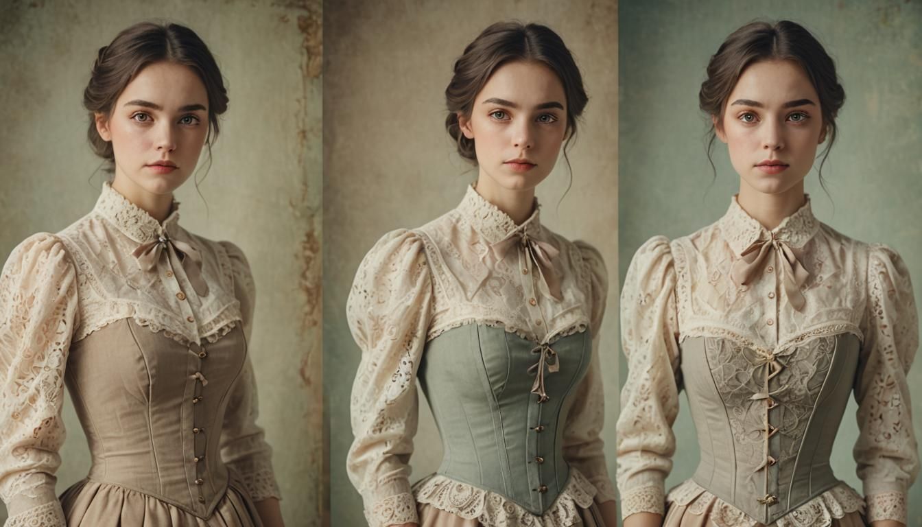 Victorian Woman Portrait with Lace Details