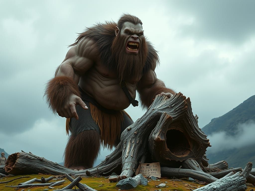 Enraged Jotnar Troll Uprooting Ancient Tree