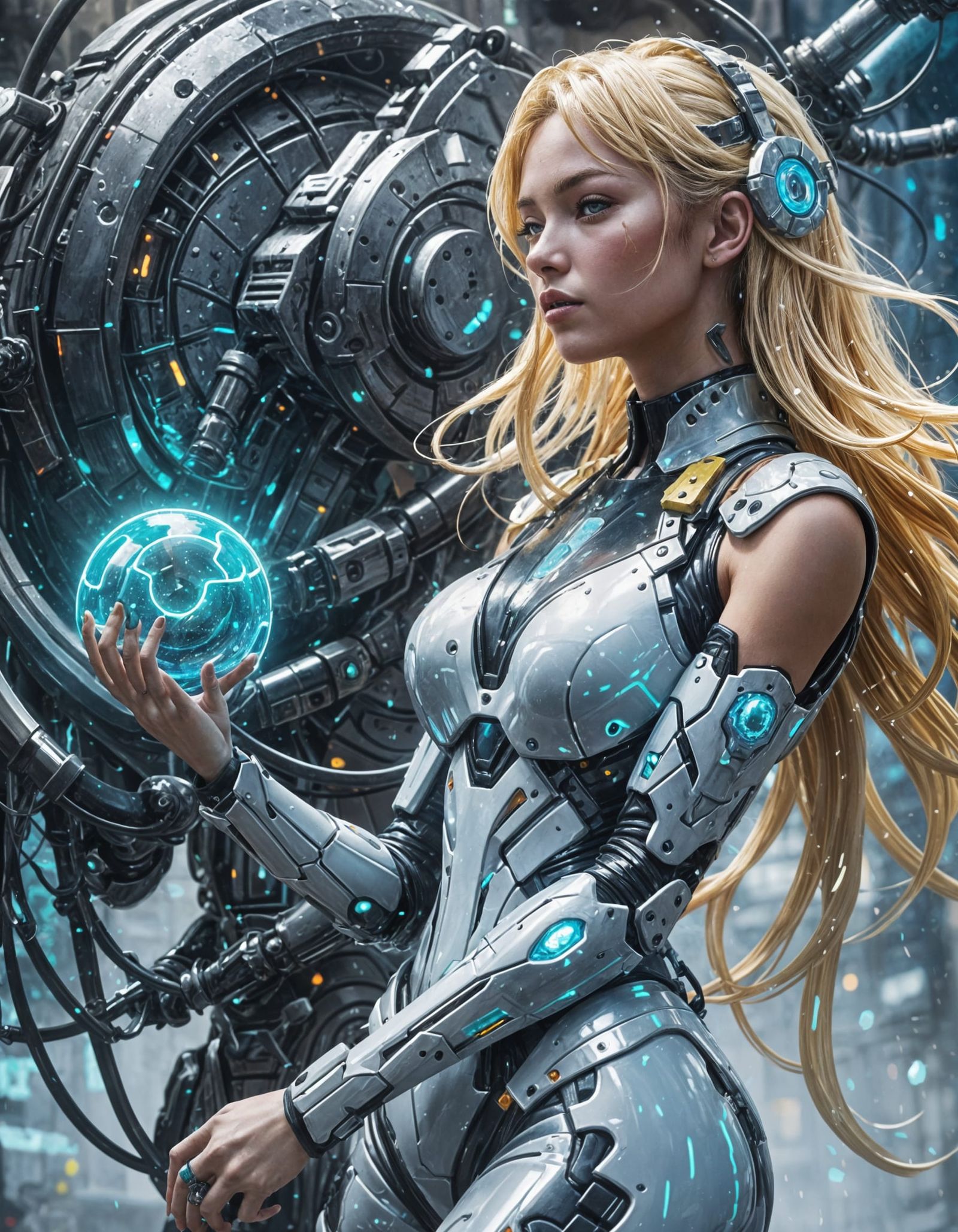 Slime Girl in Sci-Fi Armor: Graffiti Art