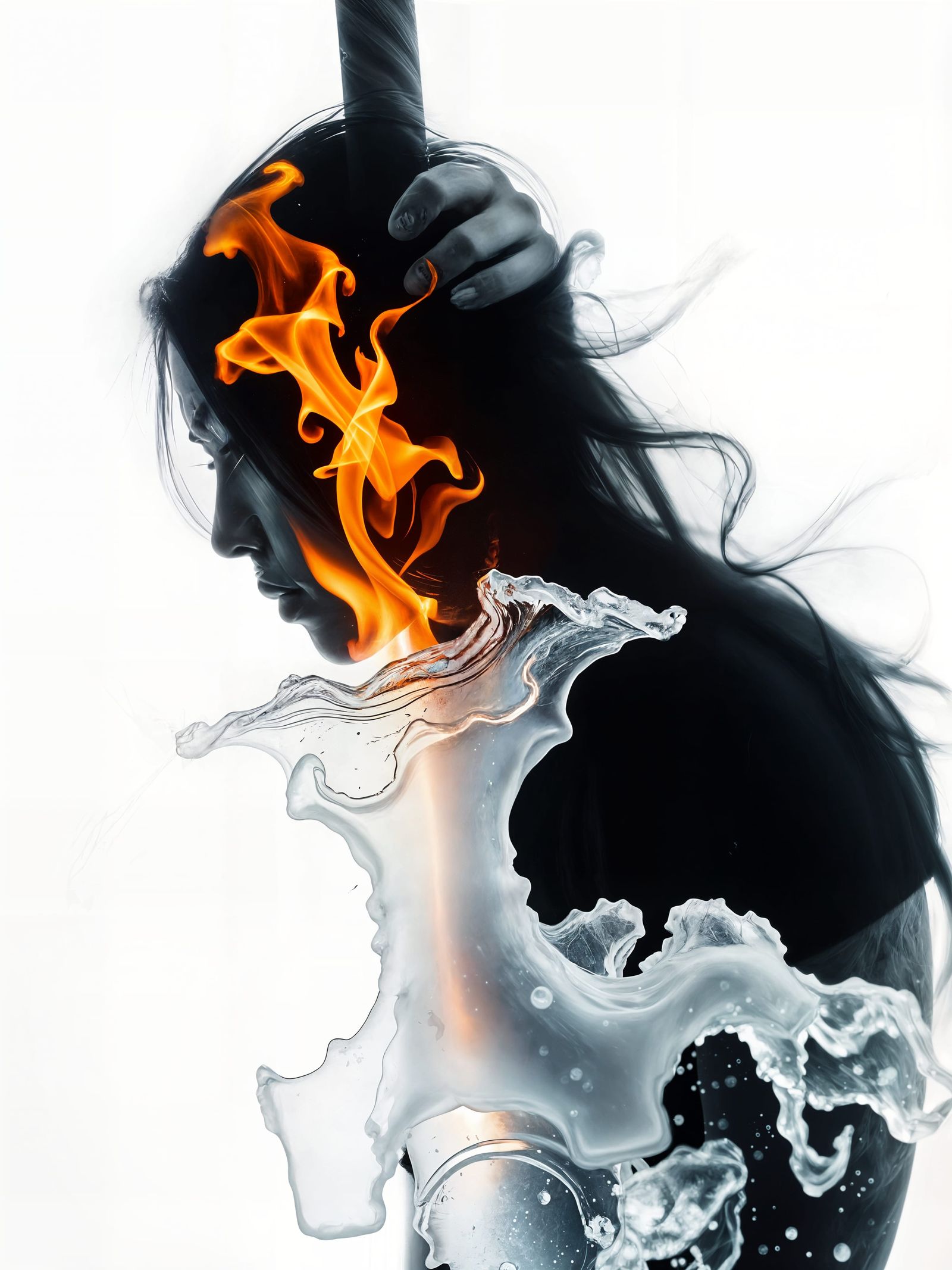 Surreal Ice Sword in Waves, Fine Art Photography