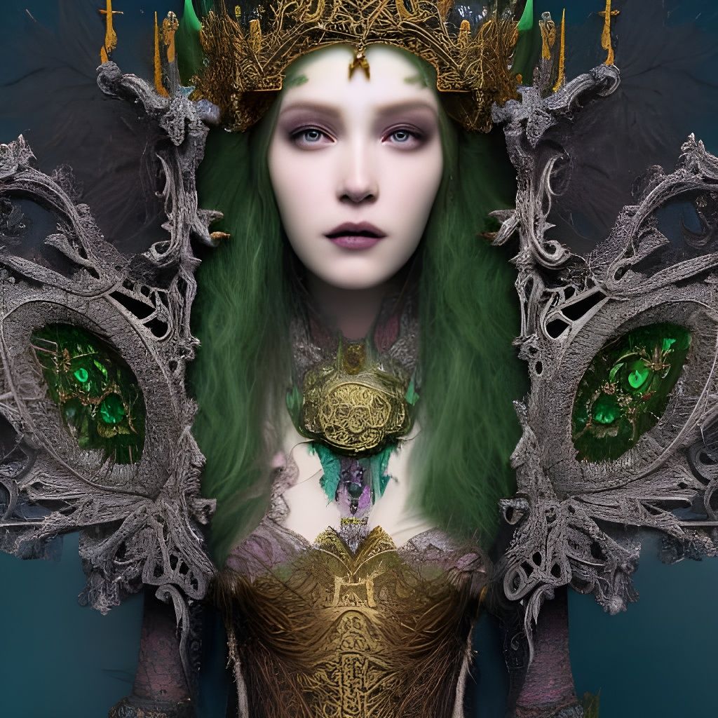 Gothic Fairy Queen Portrait in Hyperdetailed Fantasy Art