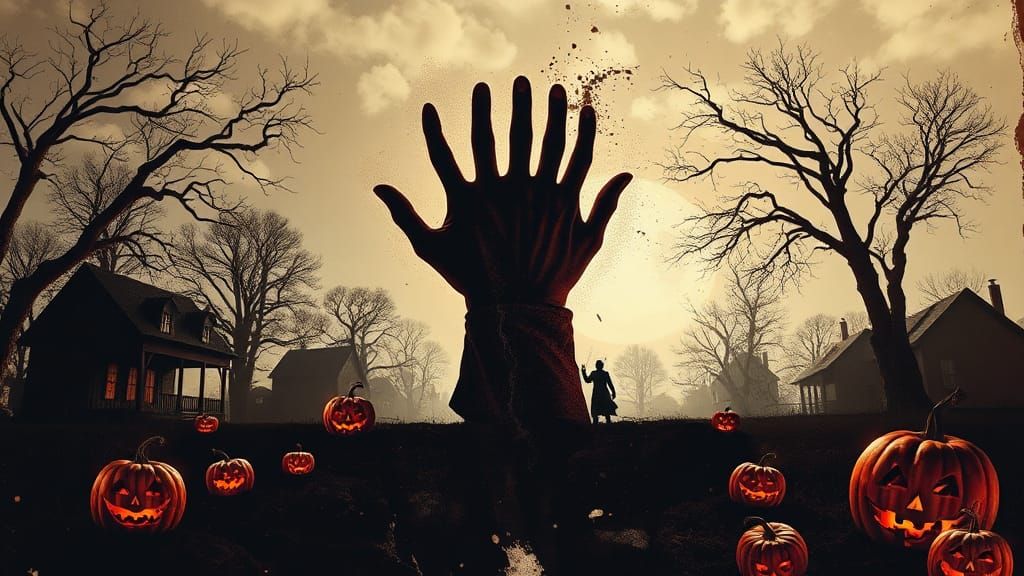 Halloween Crack in Village: Ink Splatter Art