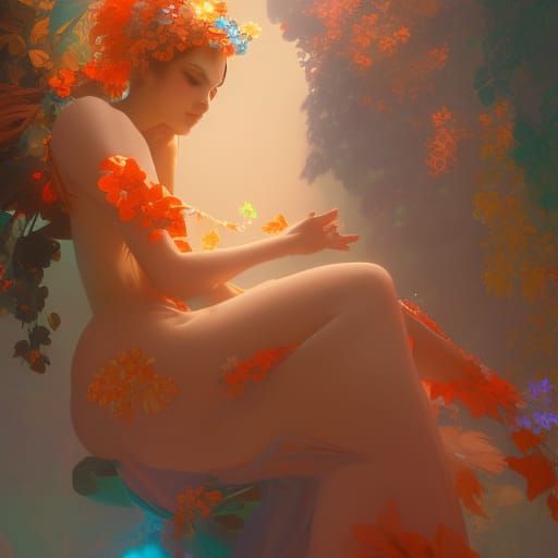 Passionate Embrace in Art Nouveau Style