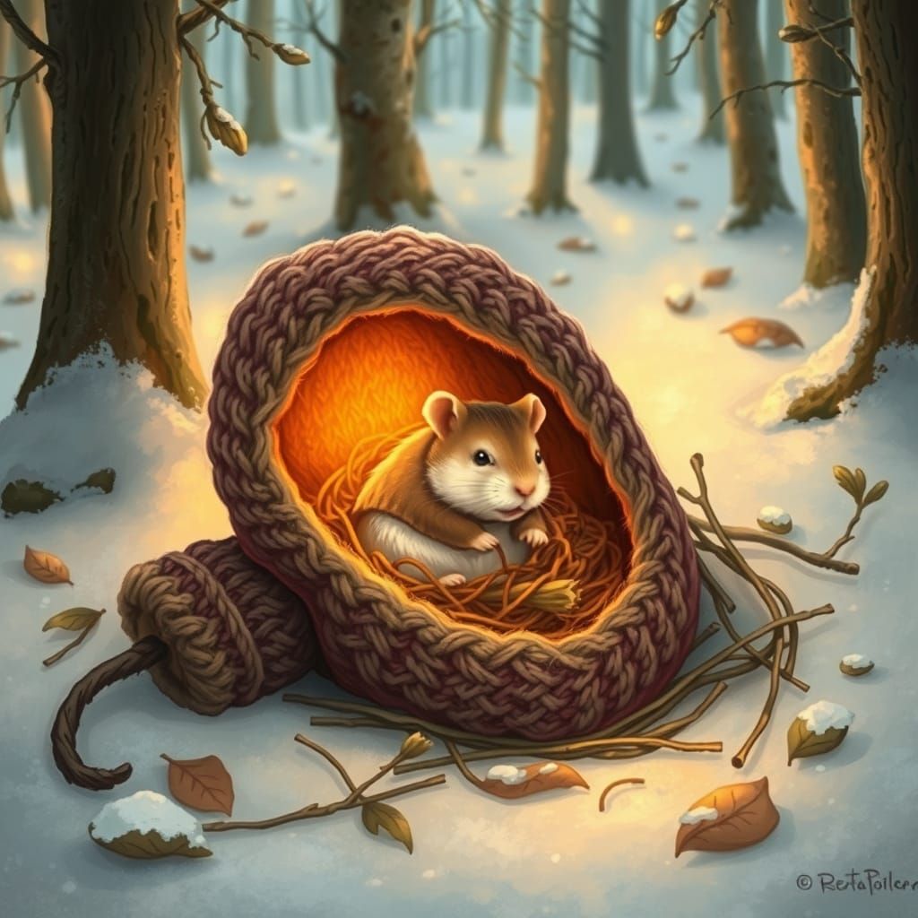 Hamster's Cozy Home Inside an Abandoned Mitten