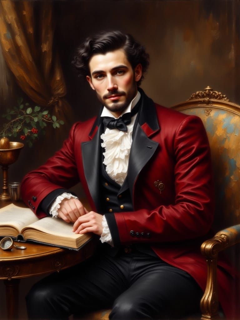 Handsome Regency Gentleman Lost in Reading