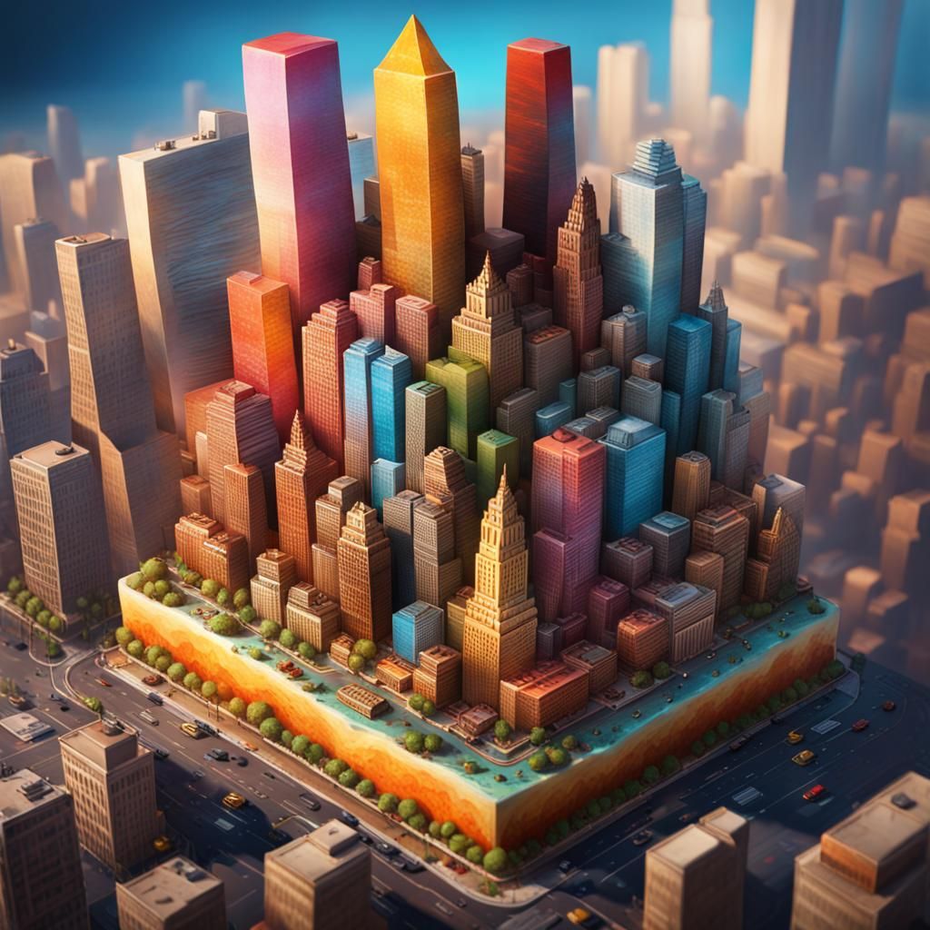 Hyperrealistic City Cake Concept Art