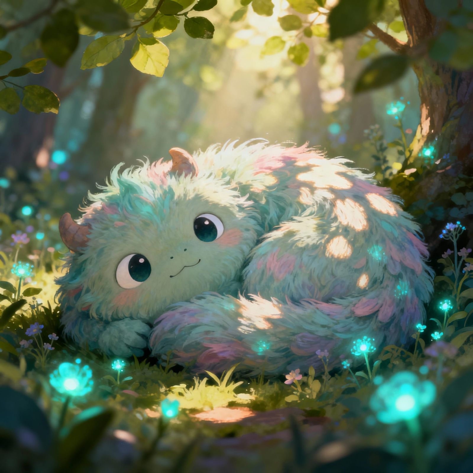 Friendly Fluffy Monster in Enchanted Forest