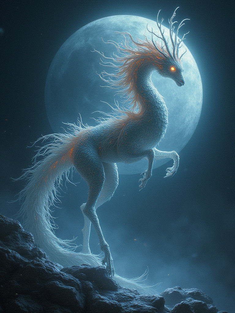 Ethereal Infaunal Creatures Glowing Under a Hyperborean Moon