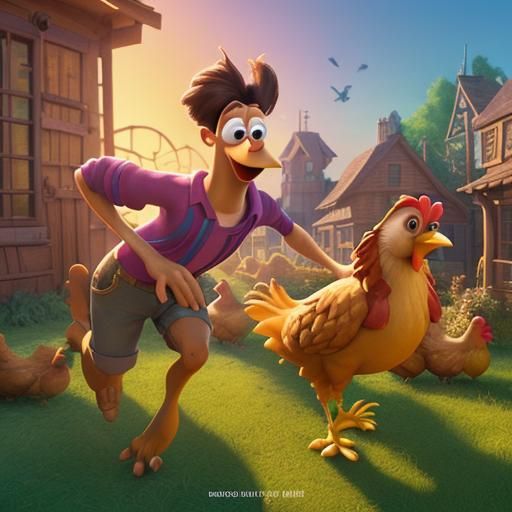 Chicken Run: Disney Pixar Style Movie Poster