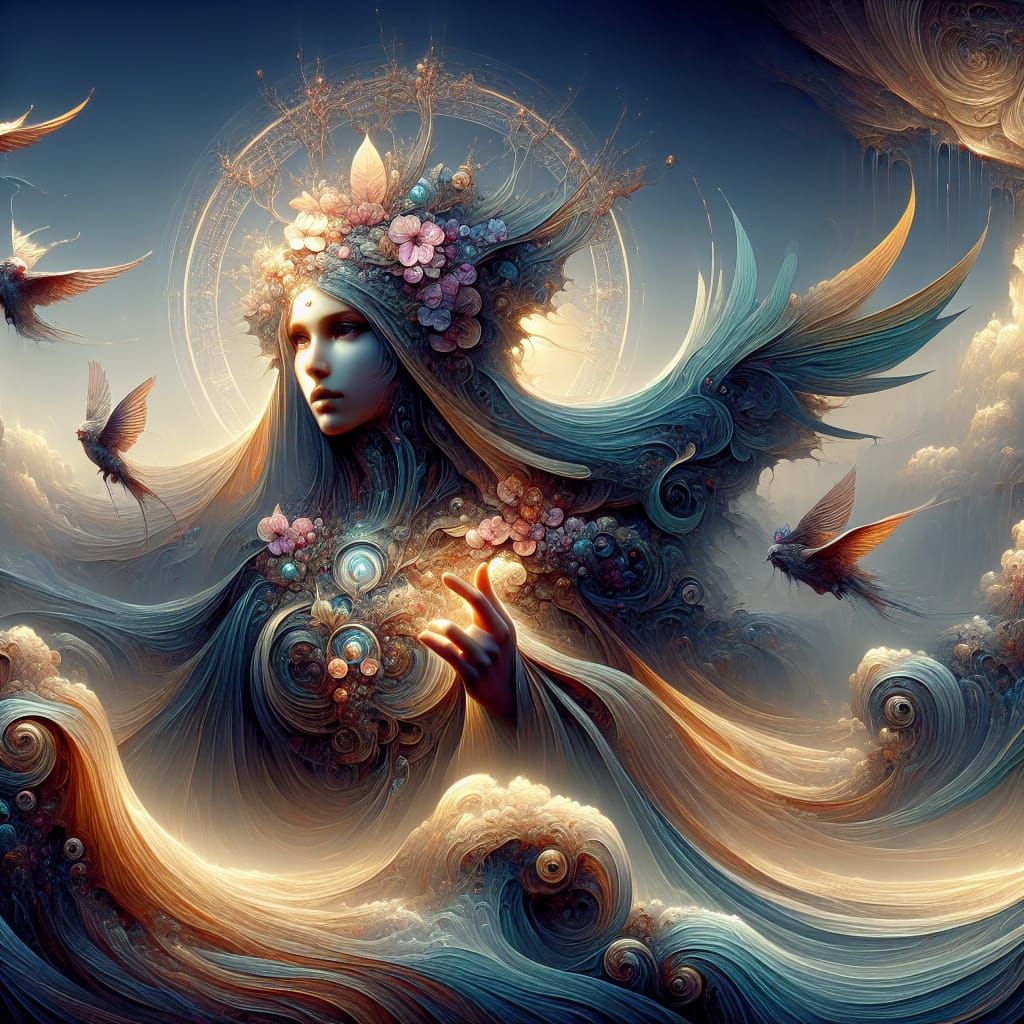 Revered Hopeful Figure in Detailed Matte Painting