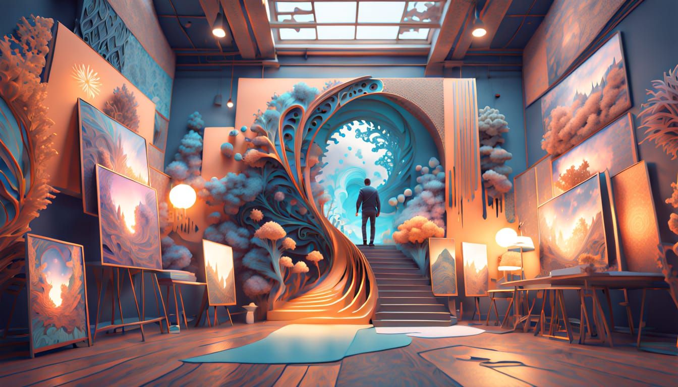 Ethereal Dreamscapes: A Young Adventurer Enters a Vibrant, I...