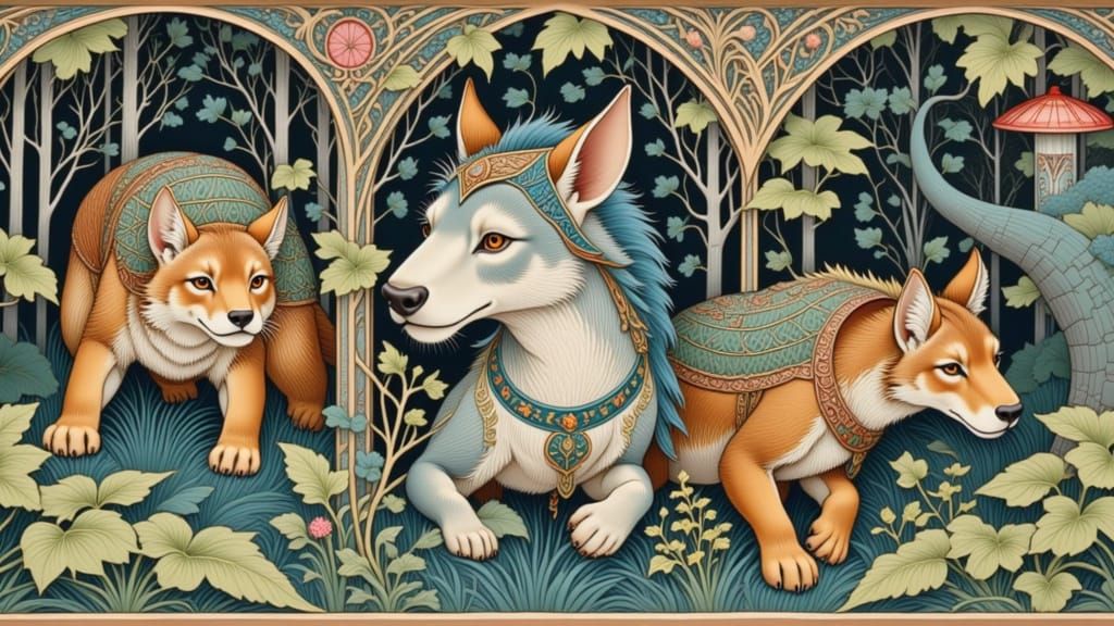 Furry Animals' Epic Quest: Watercolour Illustration