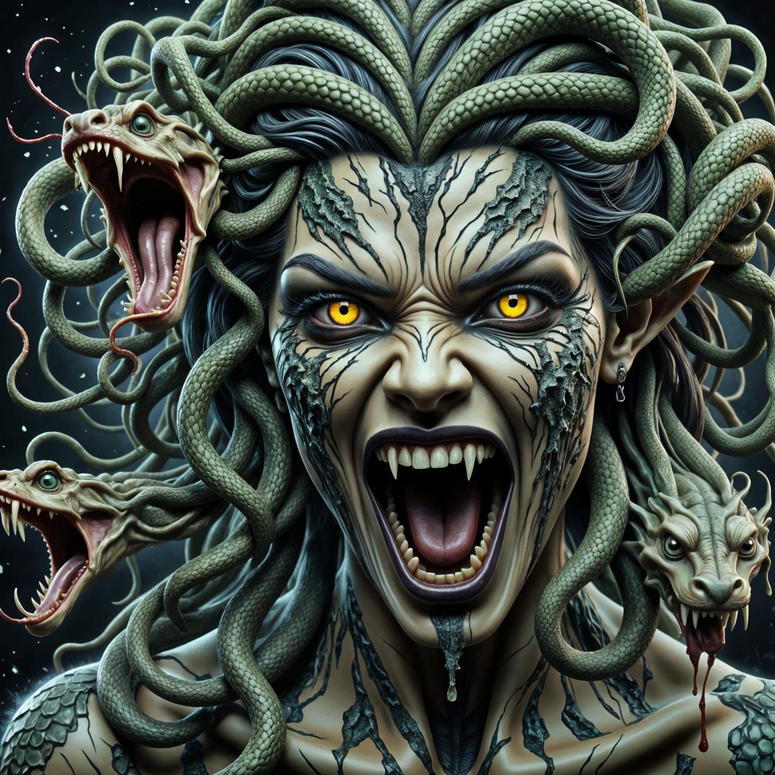 Gorgon Goddess of Vipers Unleashes Primal Fury