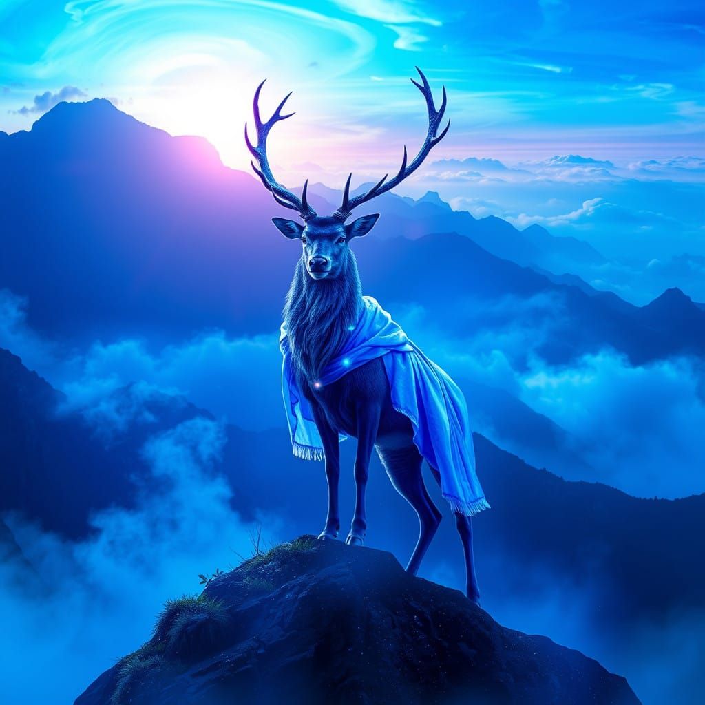 Blue Stag in Ethereal Blue Majesty