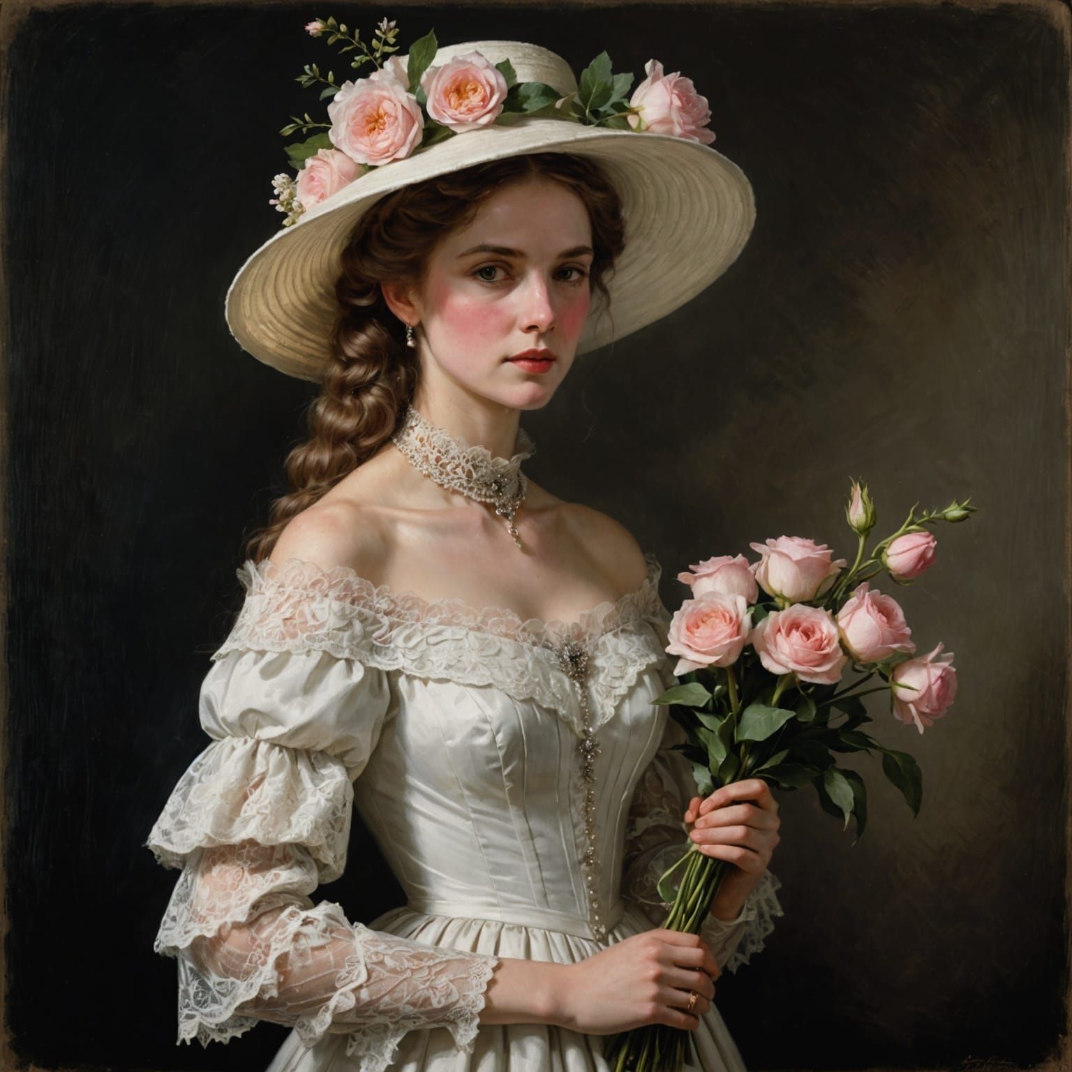 Elegant Victorian Lady in a Beautiful Garden