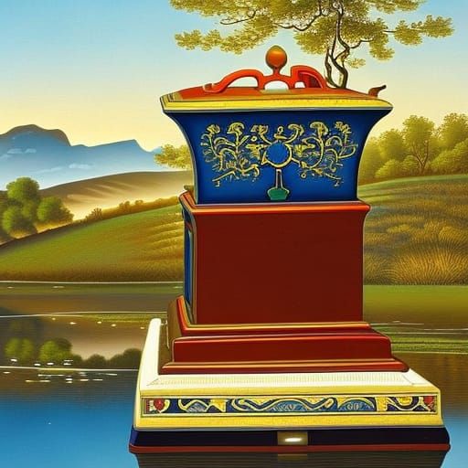 Photorealistic Cloisonné Lectern in Surrealist Style