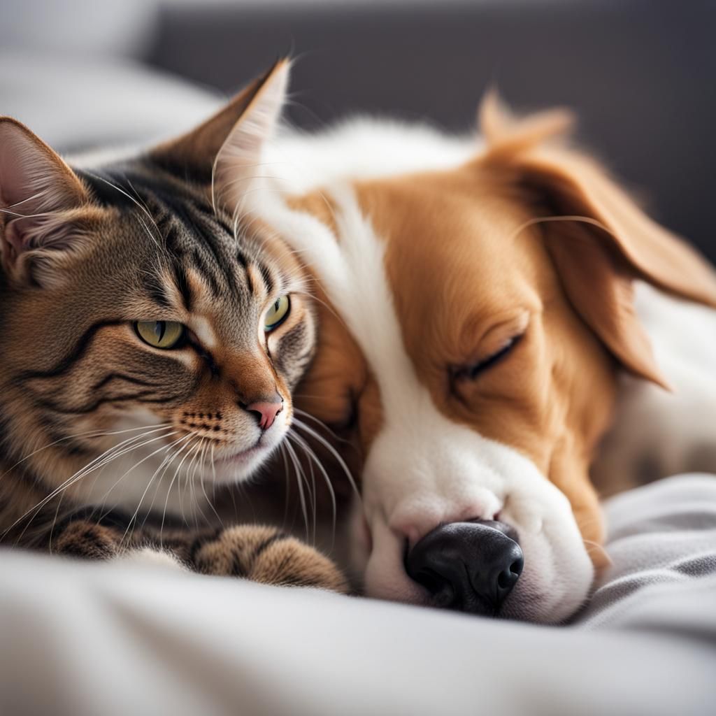 Cat Wakes Up Sleeping Dog: An AI-Generated Image