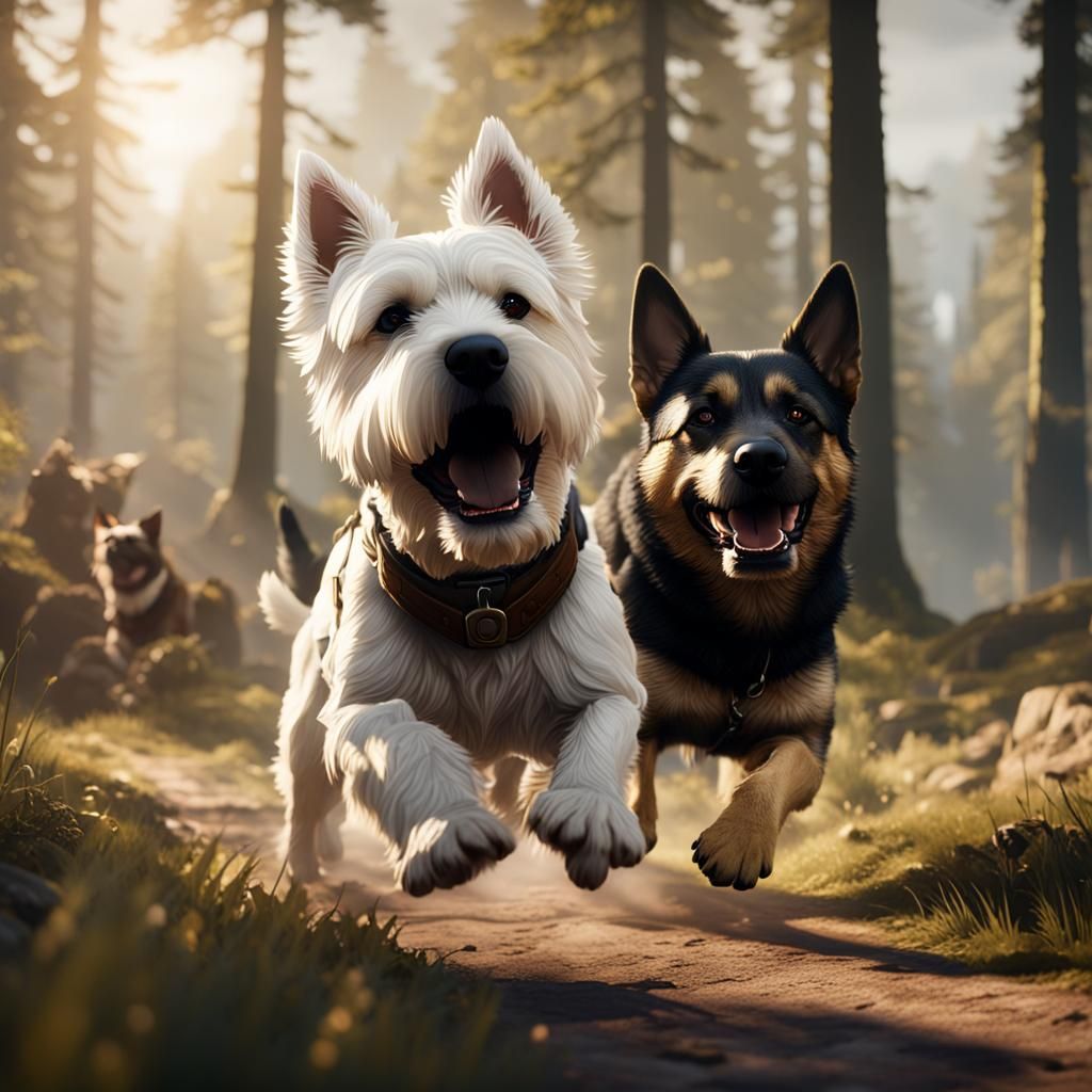 Epic Fight: Westie vs German Shepherd in 3D