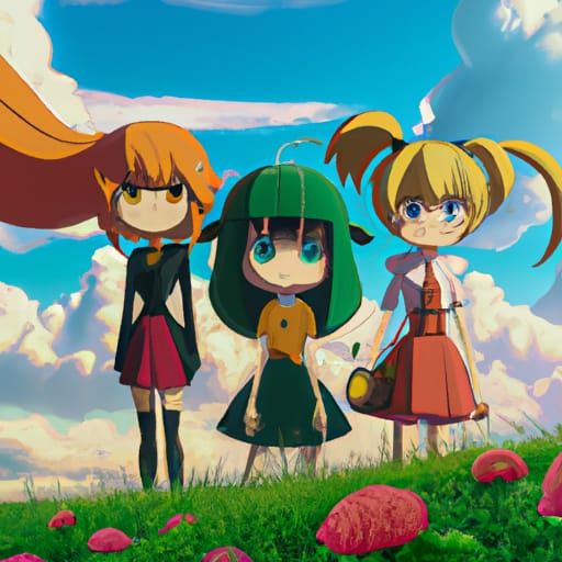 Powerpuff Girls in Anime Key Visual Style