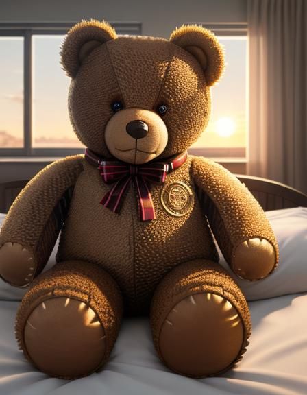 Cinematic Portrait of Child and Teddy Bear at Sunset