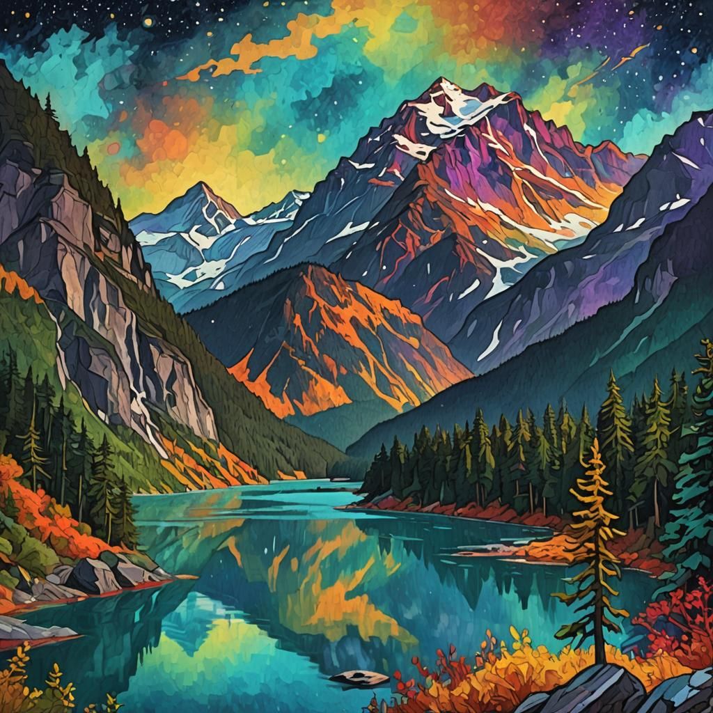 Diablo Lake: Impasto Painting in Vibrant Colors