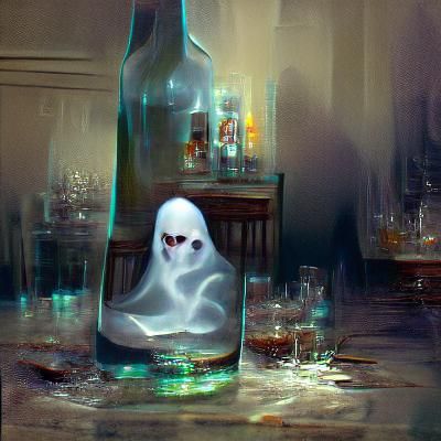 Sinister Alcoholic Ghost in Dark Fantasy Style