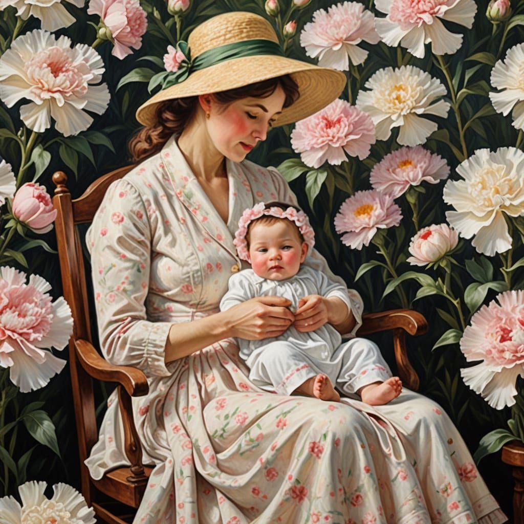 Motherly Love in Impressionist Style