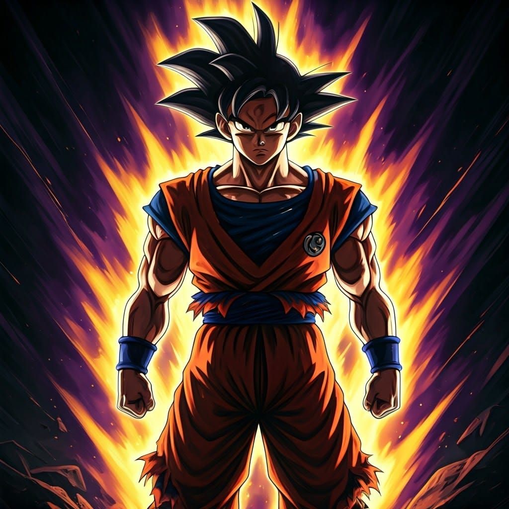 Goku, the Legendary Super Saiyan, in Epic Art Nouveau-Inspir...