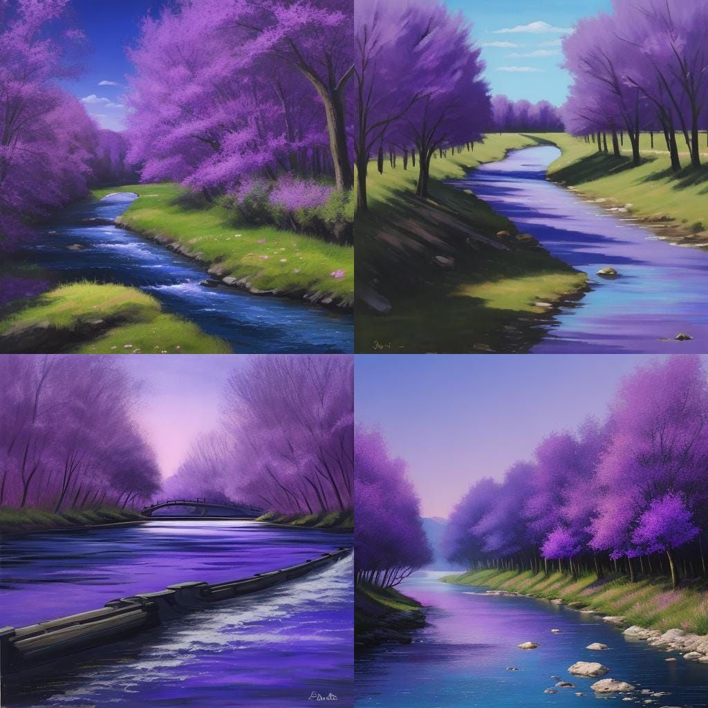 Purple Dreamscape: River in Ethereal Light