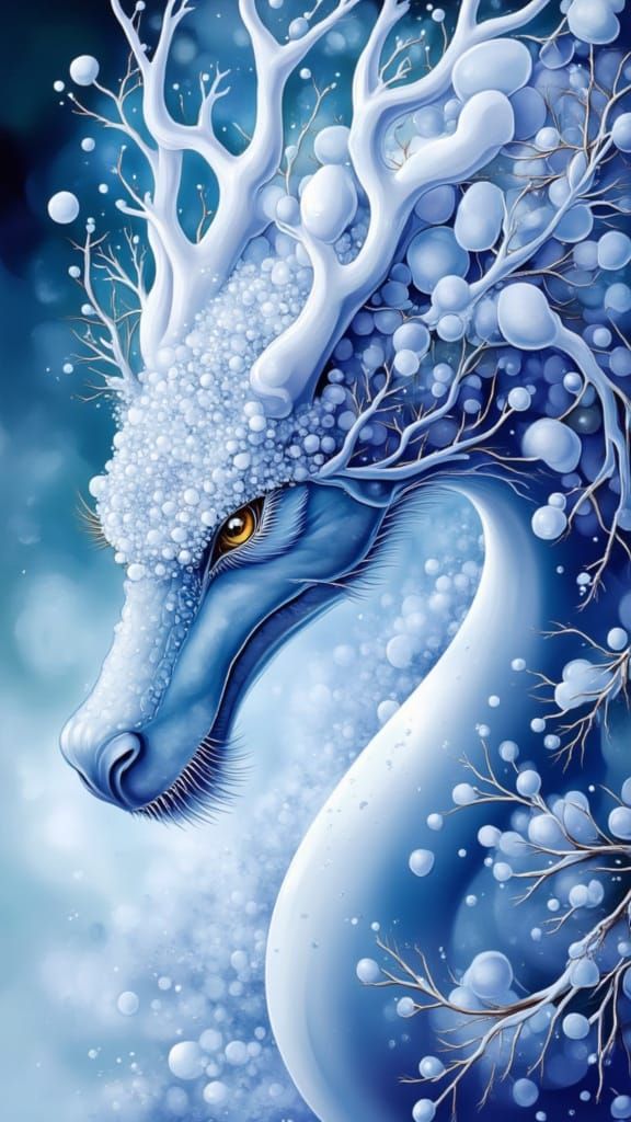 Winter Dragon in a Dark Cyberpunk Landscape