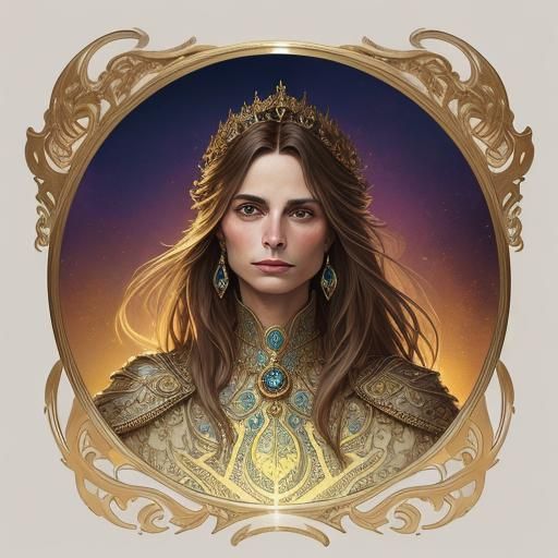 Beautiful Woman Portrait in Art Nouveau Style